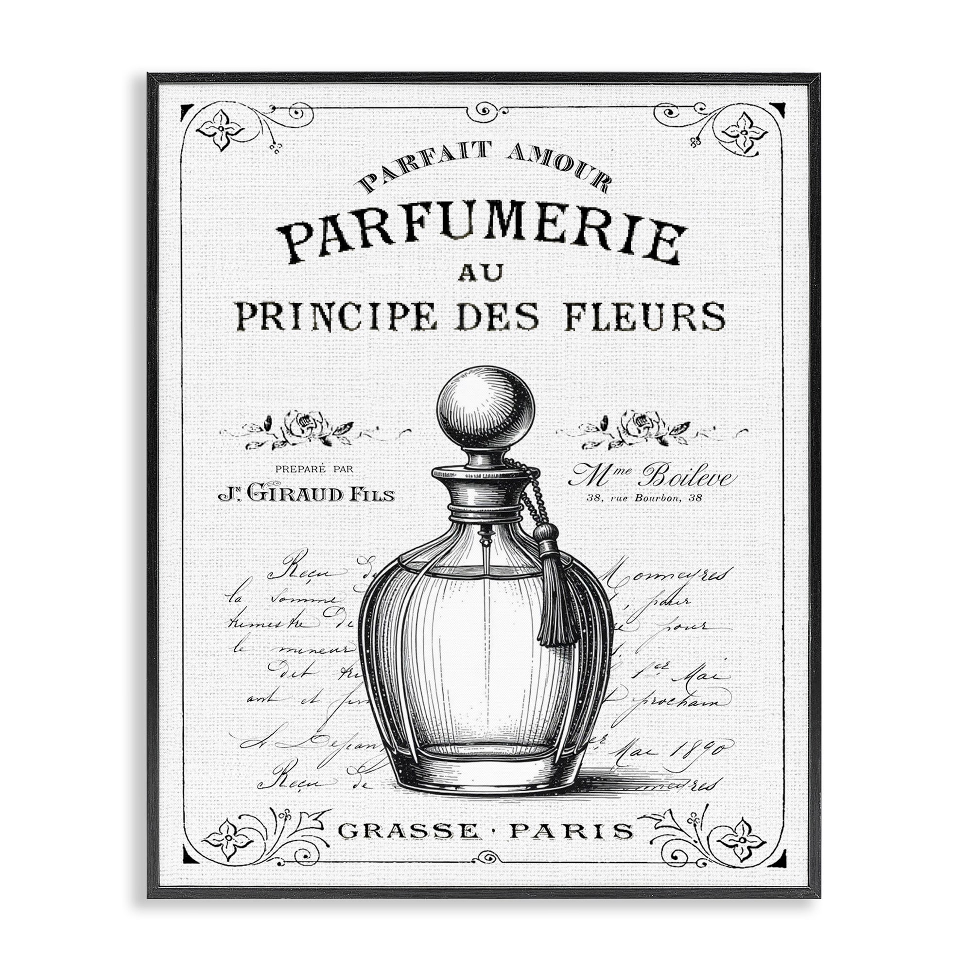 Stupell Vintage French Perfume Framed Giclee Art Design By Lettered and Lined