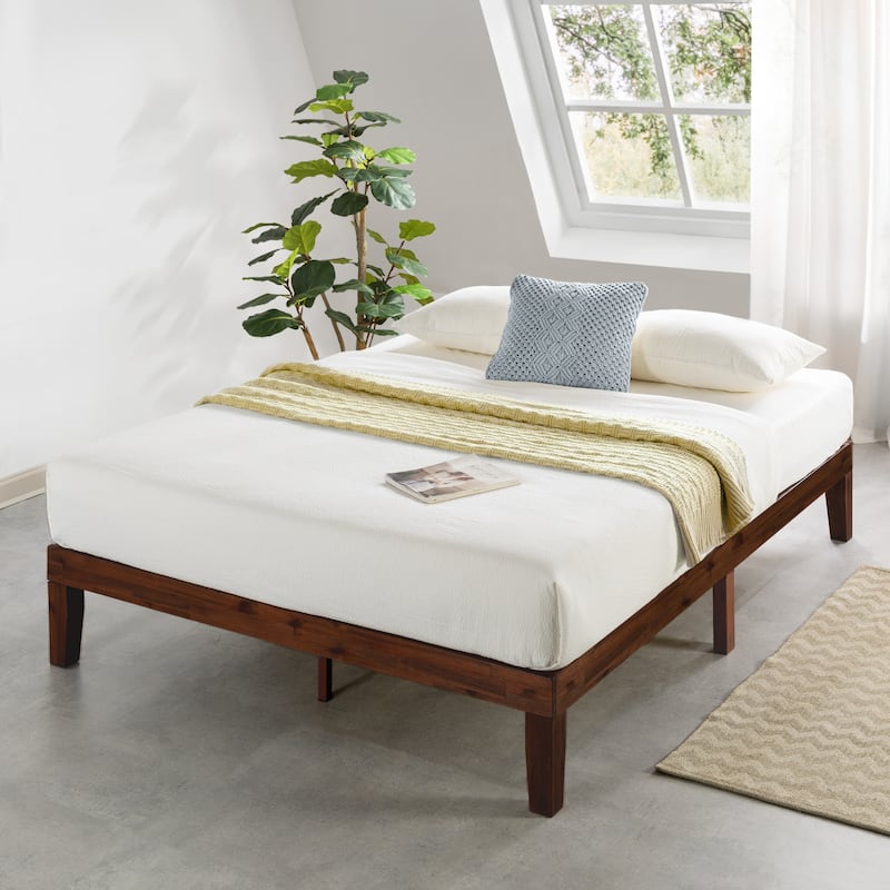 12" Classic Solid Wood Platform Bed Frame - Espresso - Queen