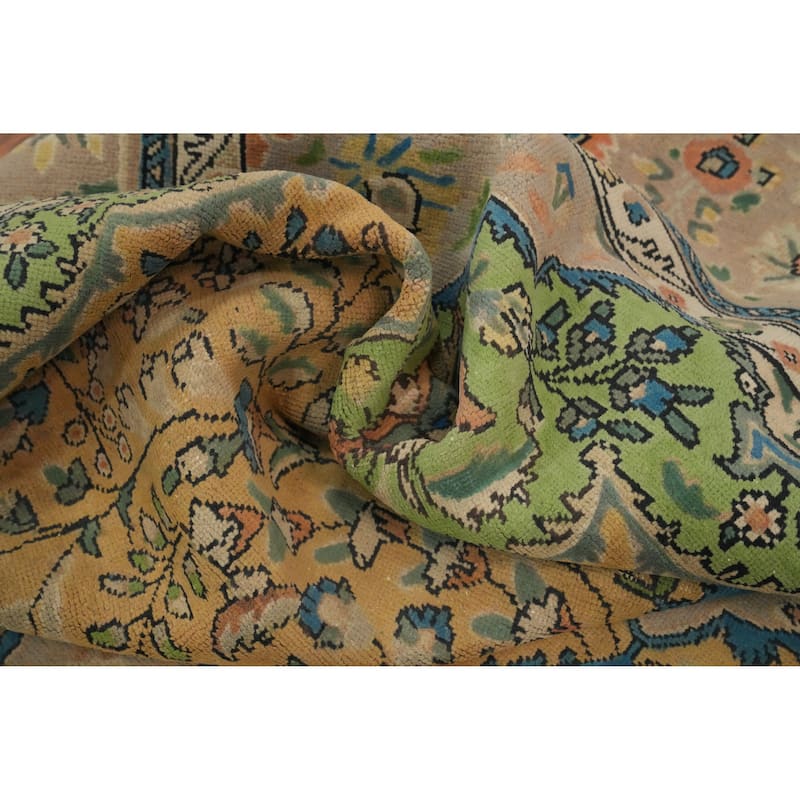 Hand Knotted Oriental 100% Wool Carpet Traditional Floral Oranges & Rust Tabriz Area Rug - 12' 7'' X 9' 10''