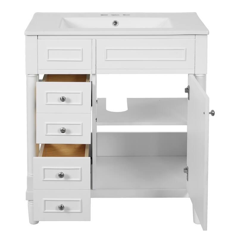 30"Bathroom Vanity with Sink, Freestanding Bathroom Storage Vanity Cabinet w/Soft-Closing Door, Bathroom Cabinet with 2 Drawers