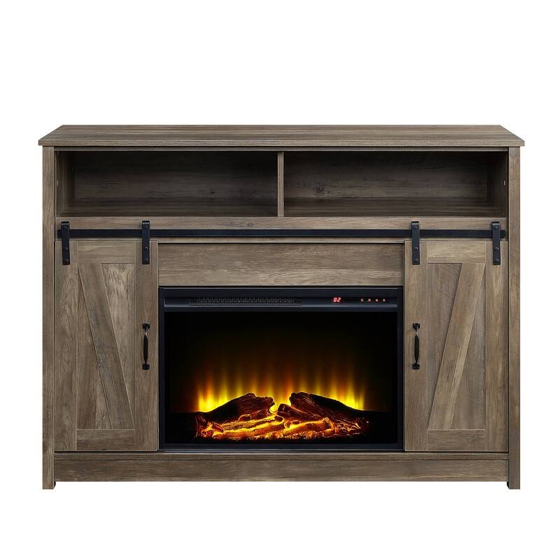 58-60" Fireplace TV Stand for 55-65" TVs w/ 18-23" Insert Farmhouse/Modern/Rustic Barn/Glass Doors Espresso/Grey/Brown/White Oak