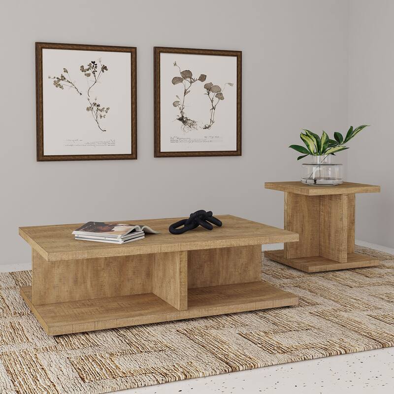 Wooden Coffee and End Table Set in Mango