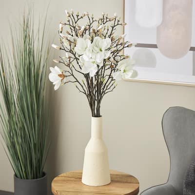 White Plastic Tall Magnolia Artificial Flower Stem (Set of 6)