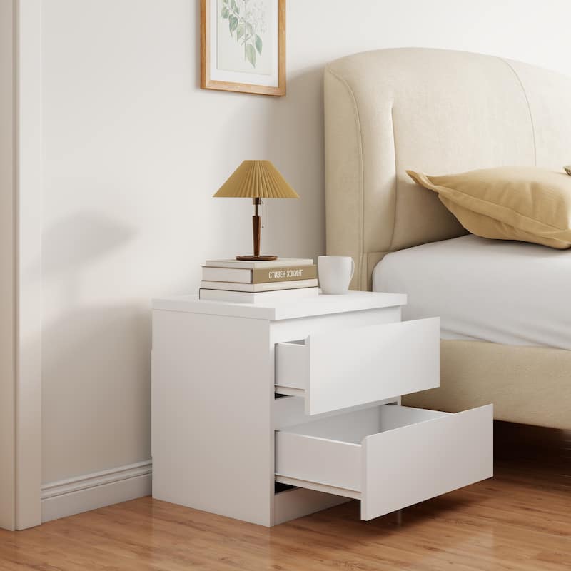 19.7"Nightstand with 2 Drawers, Beside Table with Drawers Handle Free Design,Thickened Top Plate, for Bedroom,Living Room