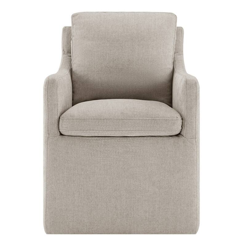 Hailey Dining Arm Chair with Caster Wheels Fabric Fully Assembled
