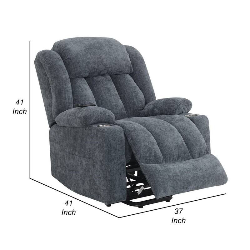 Mario Power Recliner Chair with Lift, Heating, Massage, Blue Velvet
