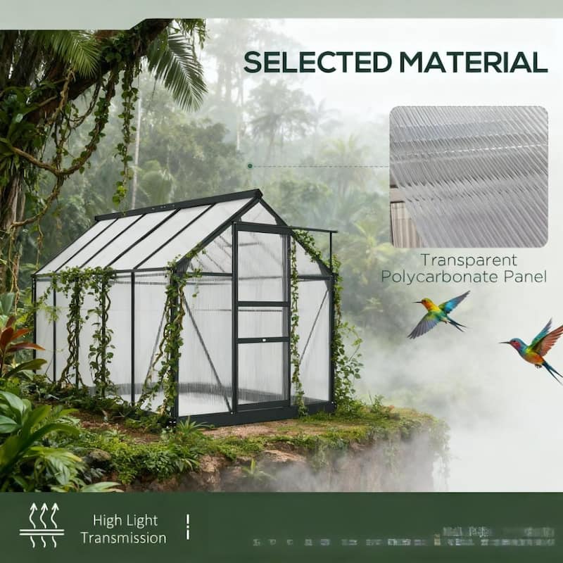 GDFStudio - Aluminum Walk-In Polycarbonate Greenhouse with Vent