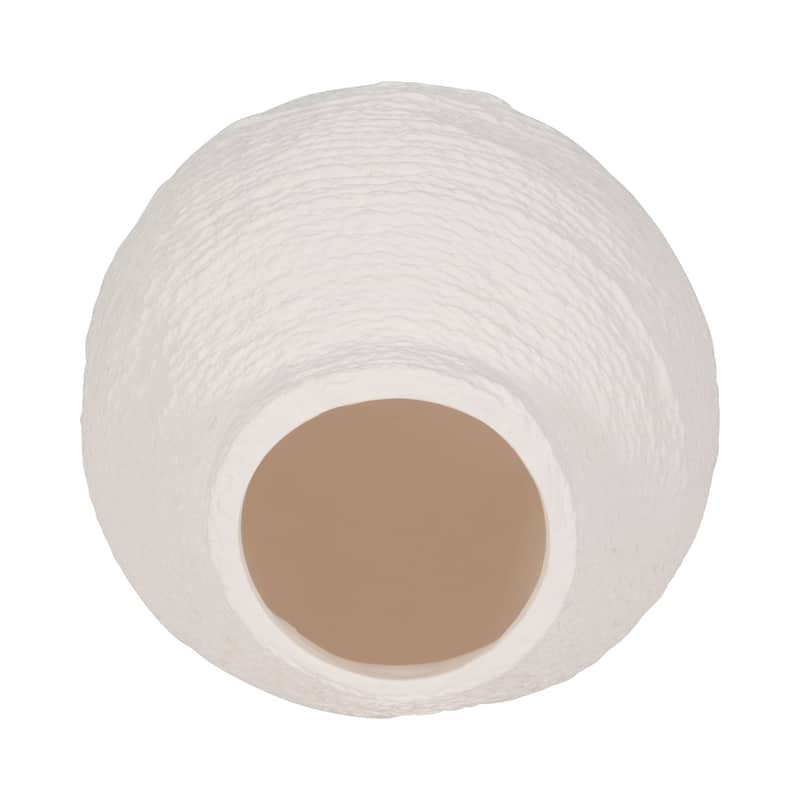 Sagebrook Home Woven Textured Vase, White, Round, Solid Color, Tranquil Waters Decorative Item