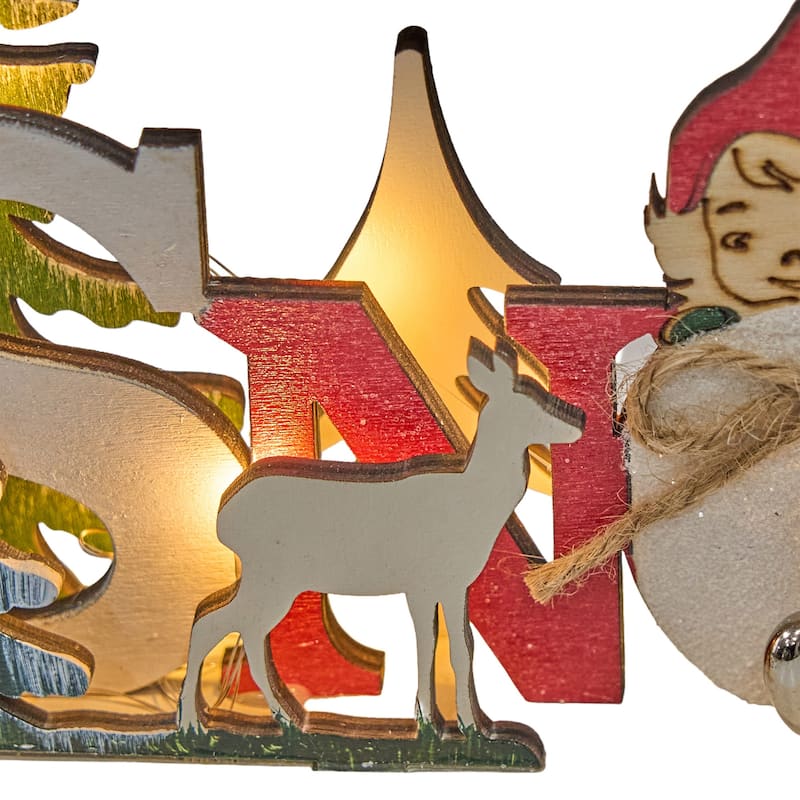 Little Red Riding Hood Wooden Snow Christmas Tabletop Decor - 1.96'' H X 10.23'' W X 5.9'' D - Wood