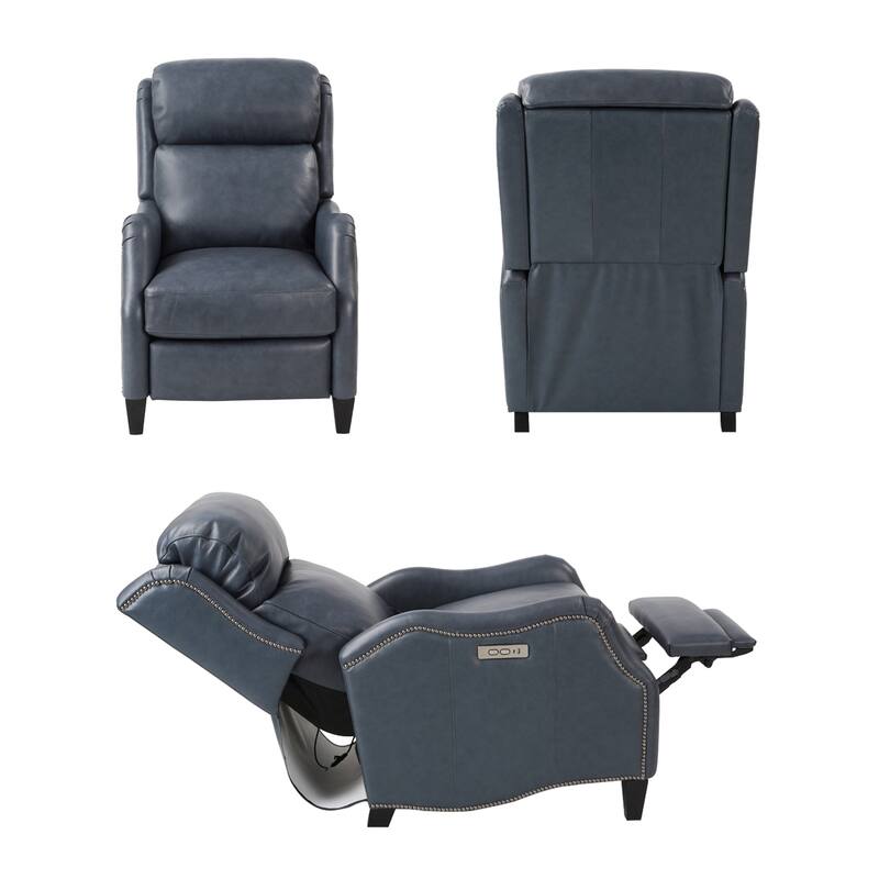 Genuine Leather Nailhead Trim Recliner Dual Power Home Theatre Power Recliner Chair with USB Port