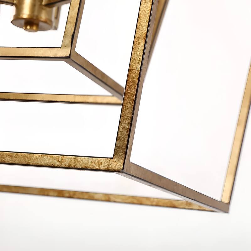 17 Iinches Wide Double Cage Lantern Pendant Lamp 3-Light Stairway Entry Chandelier Ceiling Light