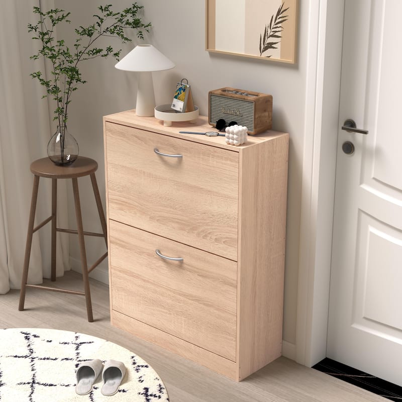 Shoe Cabinet with 4 Flip Drawers, Large Capacity Wooden Shoe Storage Cabinet, Freestanding Shoe Rack Organizer