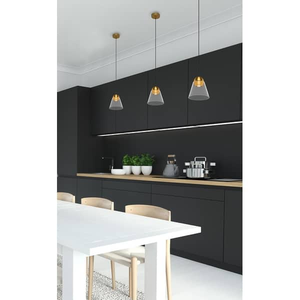 slide 1 of 1, EGLO Cerasella - 1 Light Mini Pendant Brushed Brass