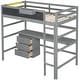 preview thumbnail 8 of 11, Gray Twin Size Loft Bed with 3 Drawers Cabinet & Desk, Solid Wood Loft Bed Frame with Blackboard & Ladder, for Kids Teens Adults