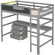 preview thumbnail 14 of 28, Wood Twin Size Loft Bed with Desk, Blackboard, Storage Box, Shelf & 3 Drawers, Safe Design with Guardrails, Grey