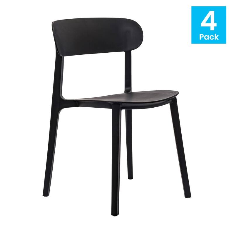 Commercial All-Weather Resin Stack Chair with Contoured Backrest-Set of 4 - 19"W x 19.5"D x 31"H