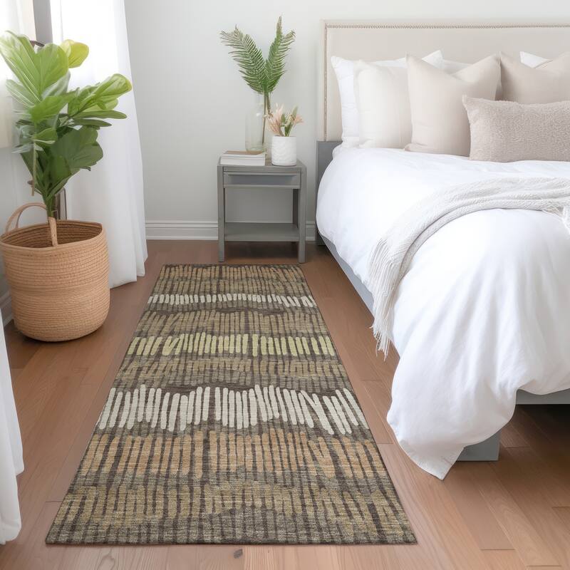 Premium Washable Super Soft Modern Sketches Mayfield Rug - Brown - 2'3" x 7'6"