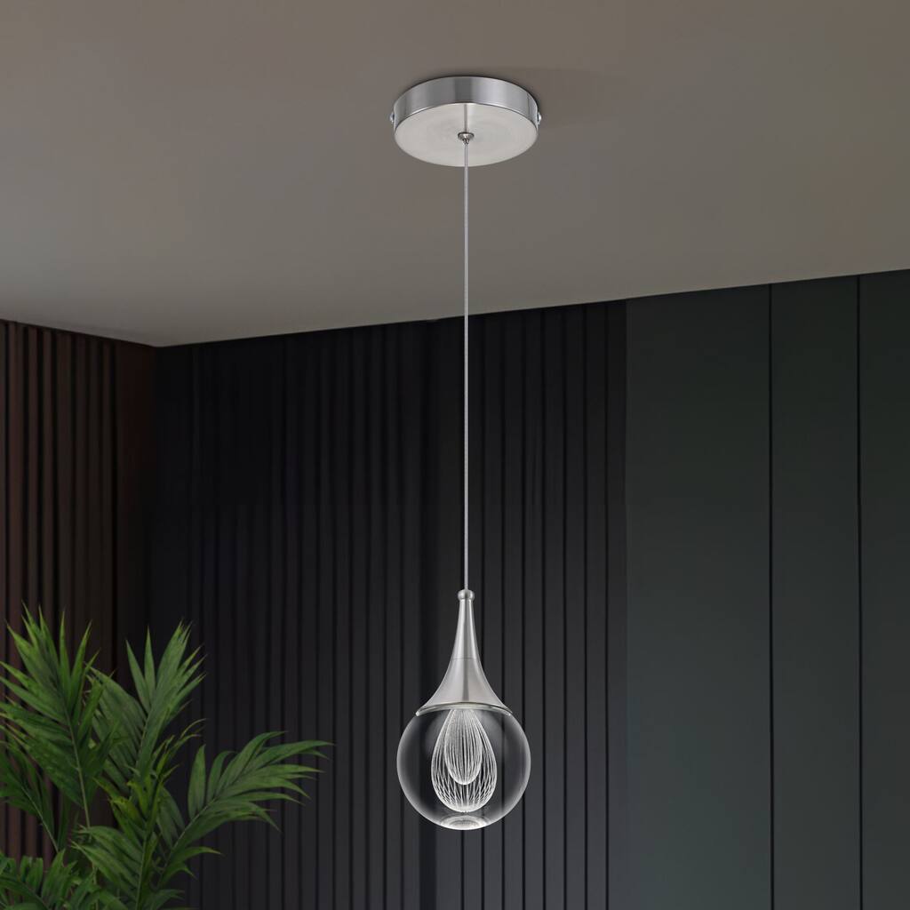 Starsky 1-Light LED 4500K Teardrop Crystal Small Pendant