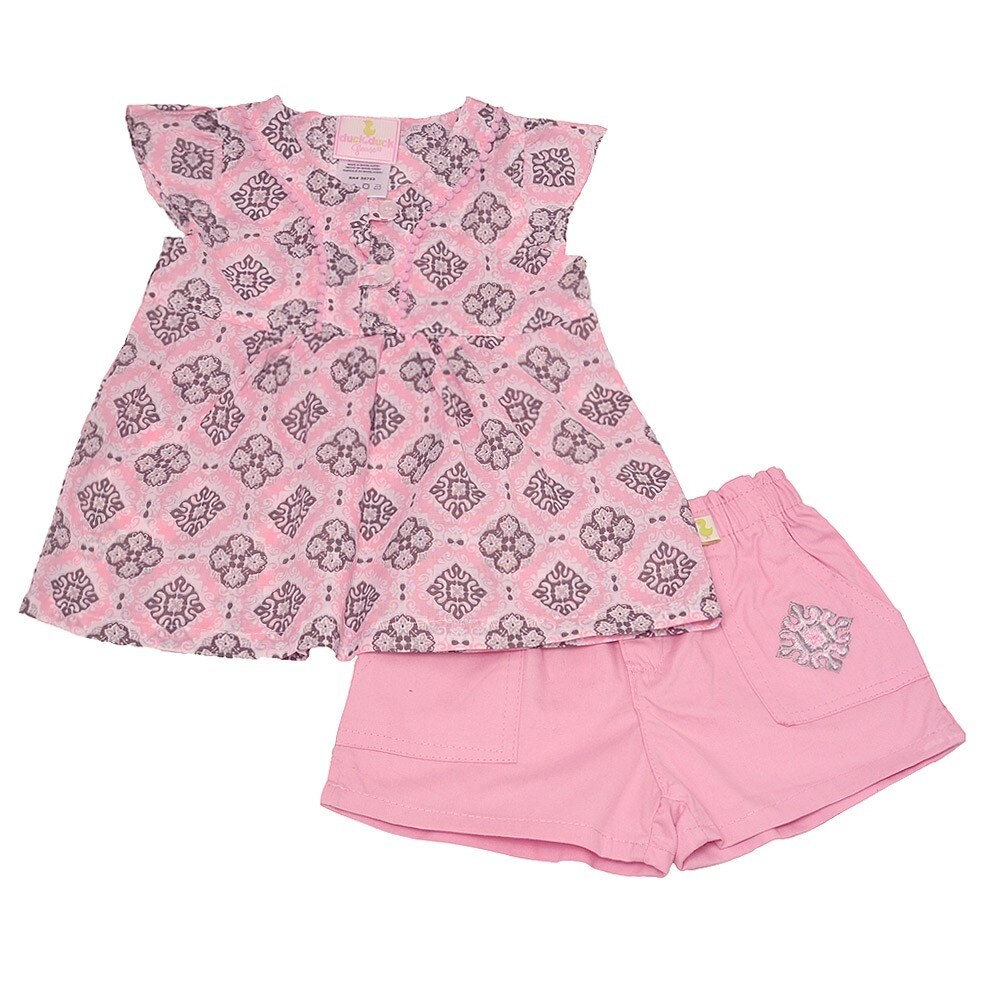 Shop Duck Duck Goose Baby Girls Pink Motif Print A Line Top 2 Pc