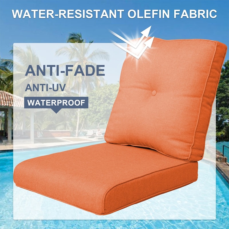 22 in x 24 in Outdoor Chair Deep Seat Replacement Cushion - N/A