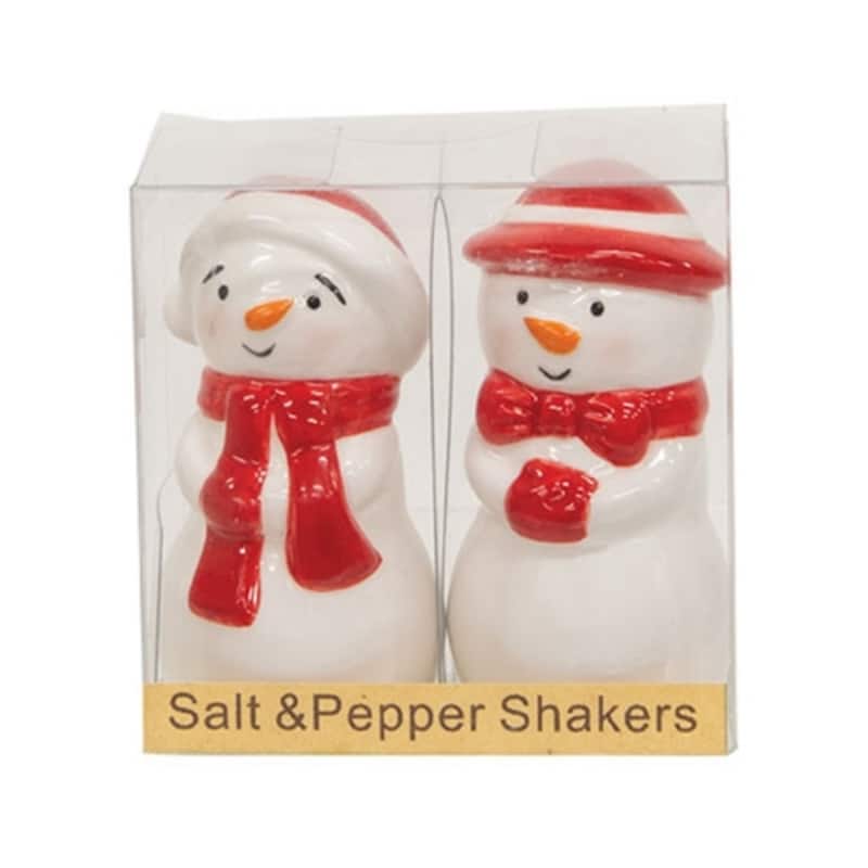2/Set - Ceramic Snow Couple Salt & Pepper Shakers - Multi