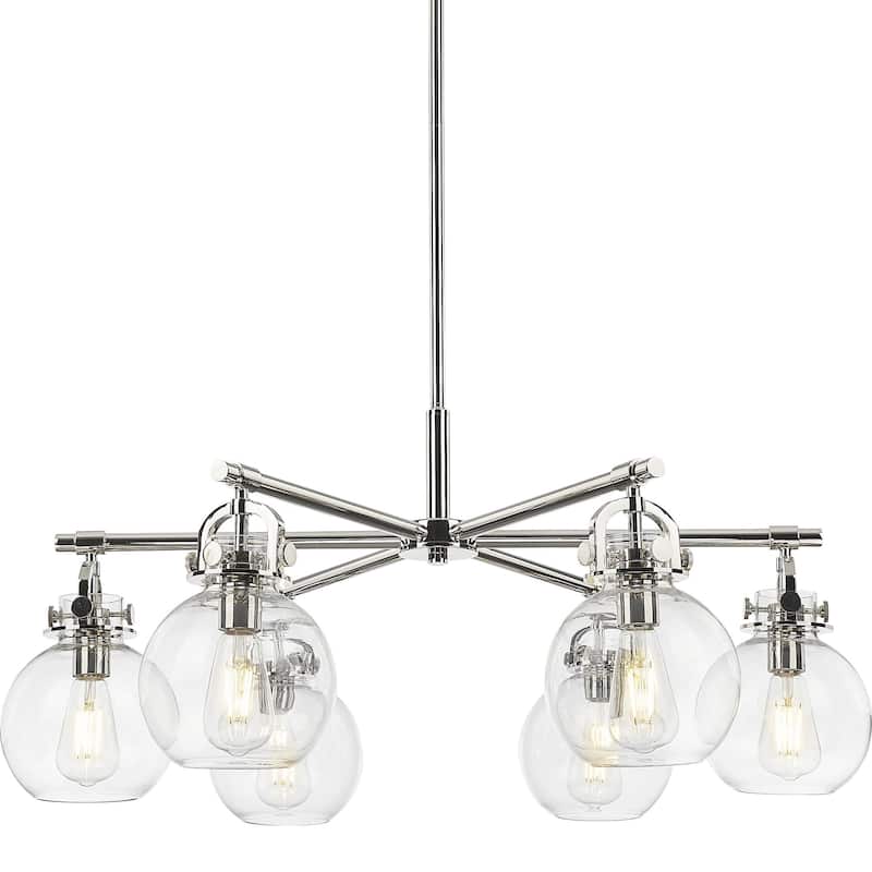 Innovations Lighting 410-6CR-16-26 Newton Sphere Chandelier Newton - Polished Nickel / Clear