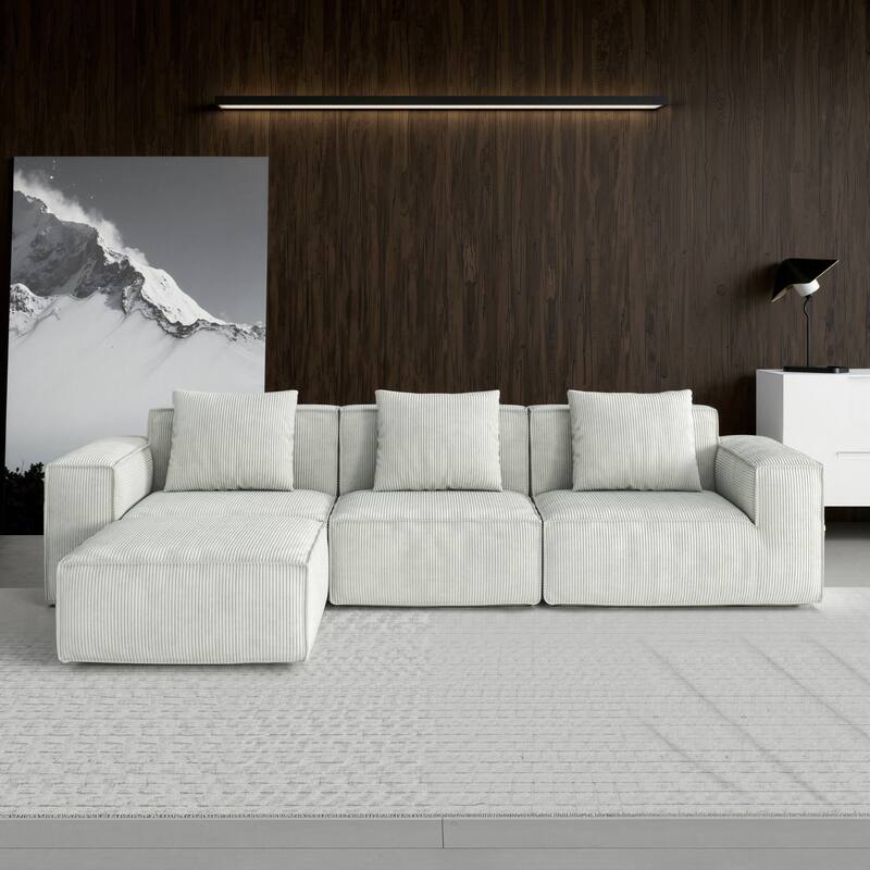 Chenille Fabric Sectional Sofa for Living Room,Tofu Block Sofa Floor Sofa