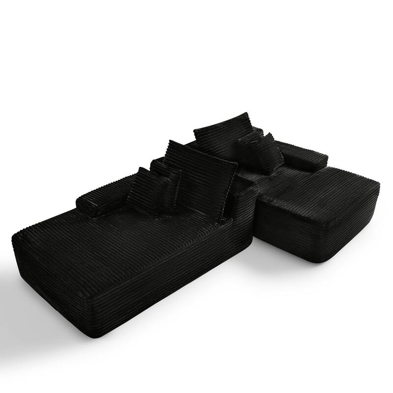 80" Corduroy Cloud Chaise Lounge with Deep Seat & No Assembly