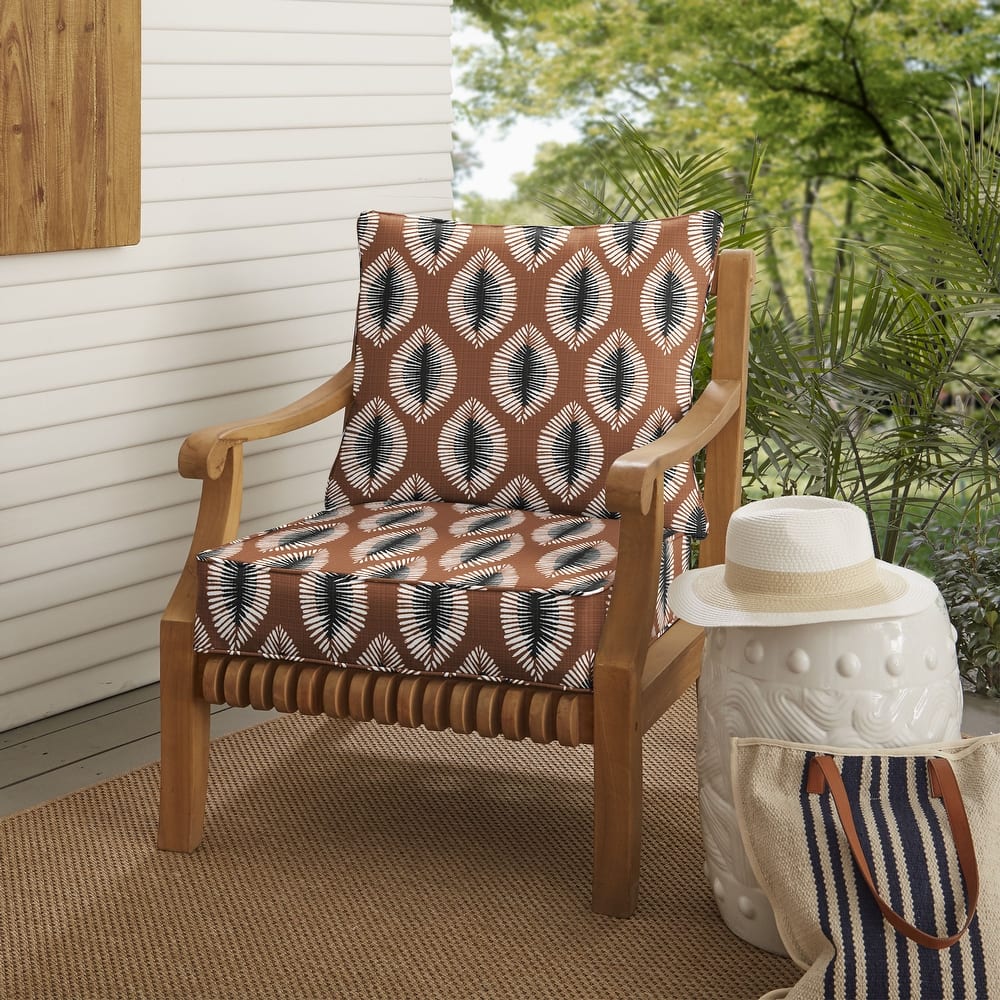 Sorra Home Hayden Sunstone Indoor/Outdoor Corded Deep Seating Pillow and Cushion Chair Set