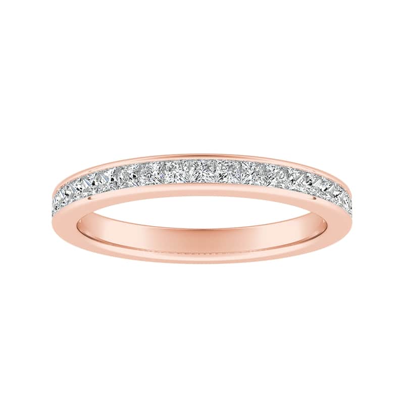 Auriya 14k Gold Princess-cut Moissanite Wedding Band 5/8ctw - Rose - 9