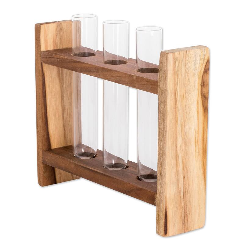 Novica Handmade Home Delight Teak And Glass Vase