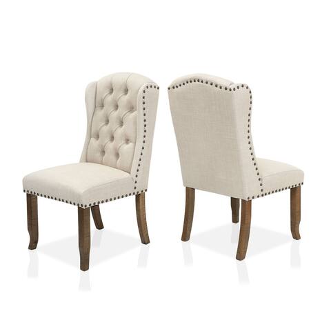 Furniture of America Farmhouse Ivory Wingback Dining Chairs, Set of 2