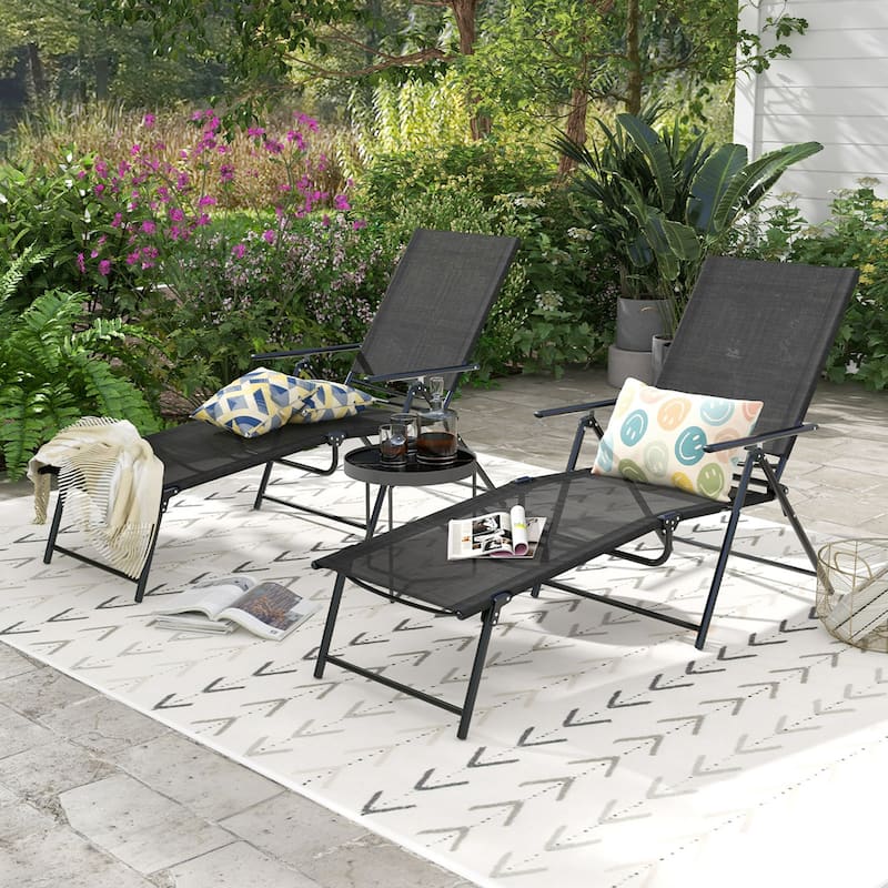 Costway 2 Piece Patio Folding Chaise Lounge Chairs with 6-Level - See Details