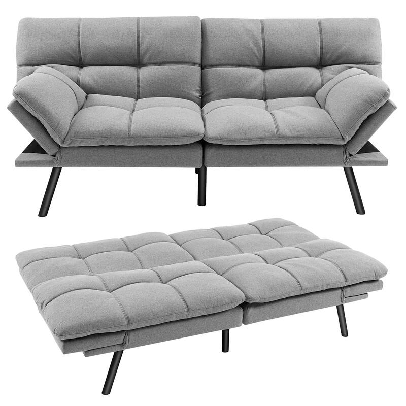 Costway Convertible Futon Sofa Bed Memory Foam Couch Sleeper with - See Details