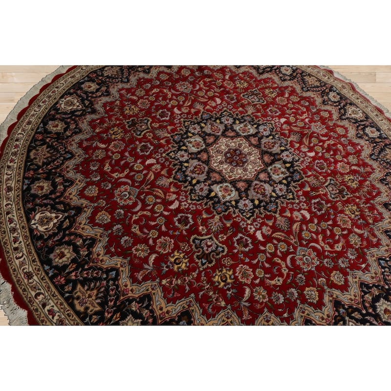 8'2''x8'2'' Round Hand Knotted Wool Red Traditional Oriental Area Rug - 8' 2'' x 8' 2''-Round