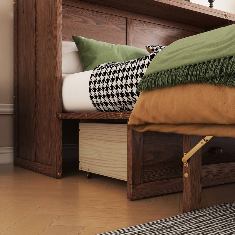 Murphy Bed Cabinet with Storage Drawer and Charging Station, USB Port