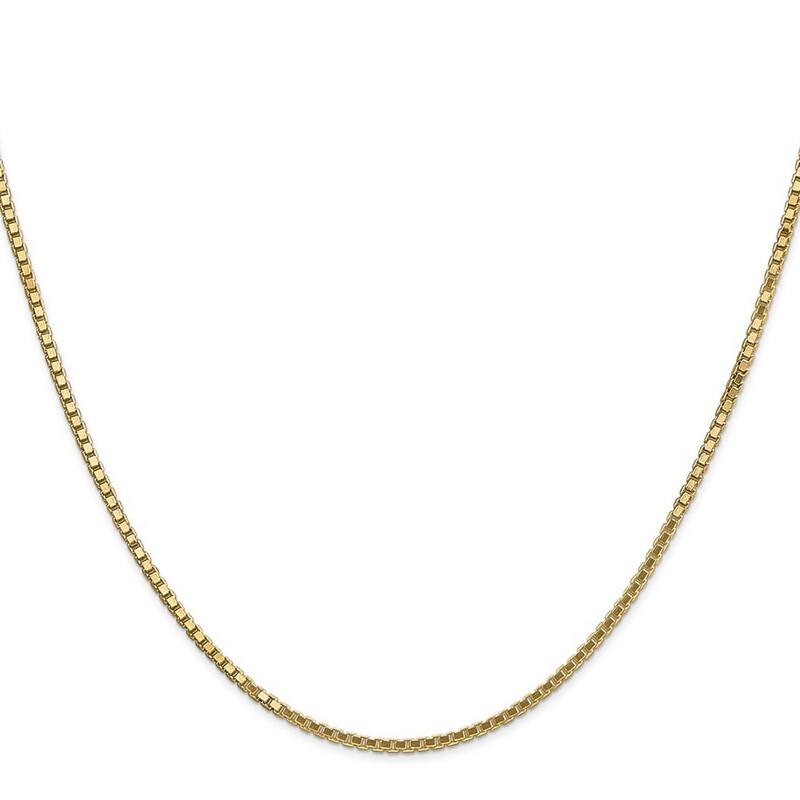 Curata 14k Yellow Gold Polished 9" 1.5mm Box Chain Anklet (Lobster Claw)