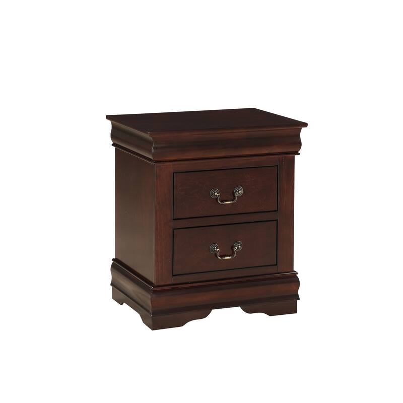 Cherry Finish Nightstand with Soft Close Drawers, Louis Philip Style