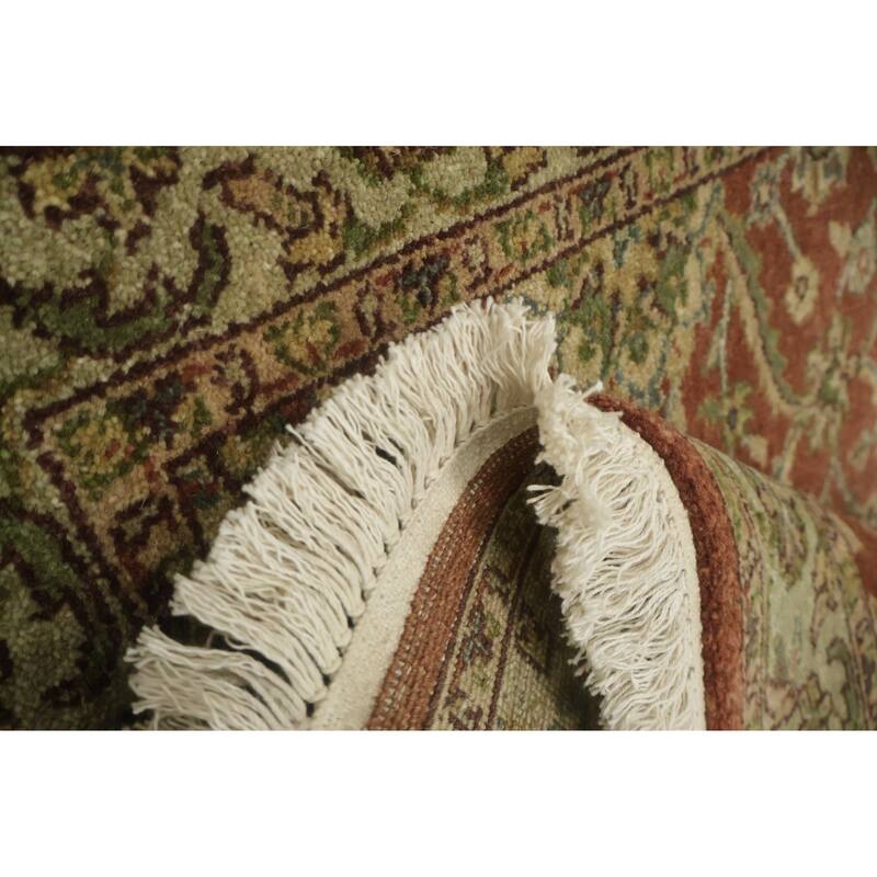 Hand Knotted Oriental 100% Wool Carpet Traditional All-Over Oranges & Rust Agra Runner Rug - 9' 6'' X 3' 0''