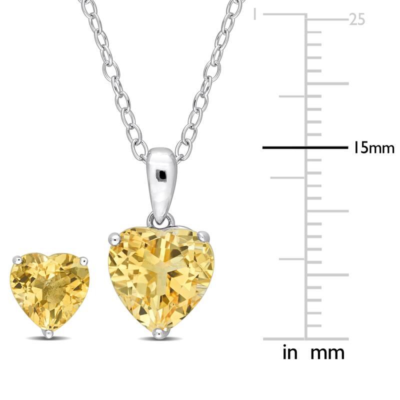 Miadora 4 7/8ct TGW Heart-Shape Citrine Set of Necklace and Earrings in Sterling Silver