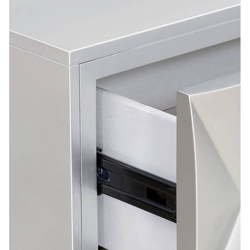 Metallic Silver and Champagne Finish Console Cabinet