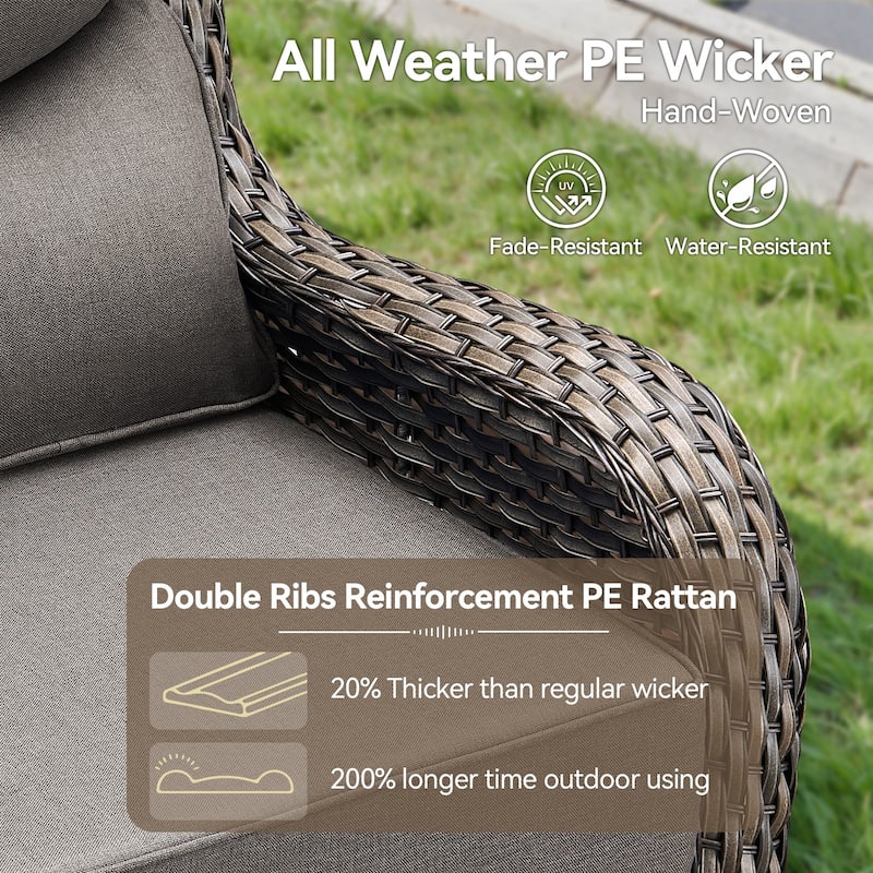 Pocassy Outdoor 6" Swivel Chairs with Fire Pit Table