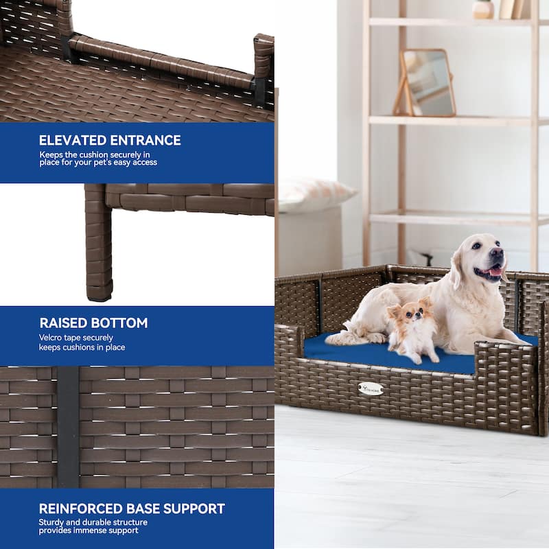 Moasis Elevated Rattan Dog Sofa with Cusion