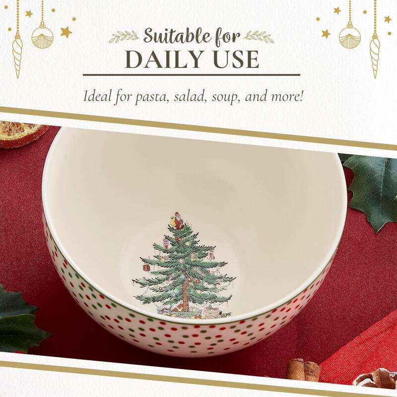 Spode Christmas Tree Polka Dot Rice Bowl Soup Bowls