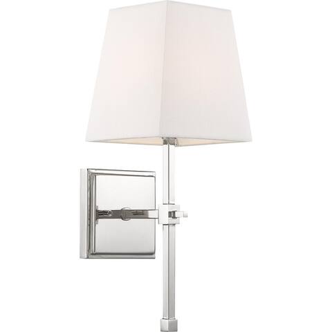 Highline 1 Light Vanity with White Linen Shade Polished Nickel Finish