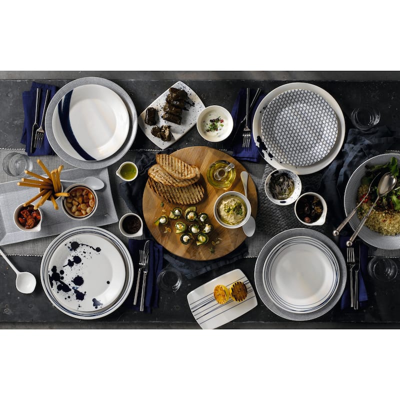 Royal Doulton 1815 Pacific Dinnerware Set Blue Lines, 16 Piece Set