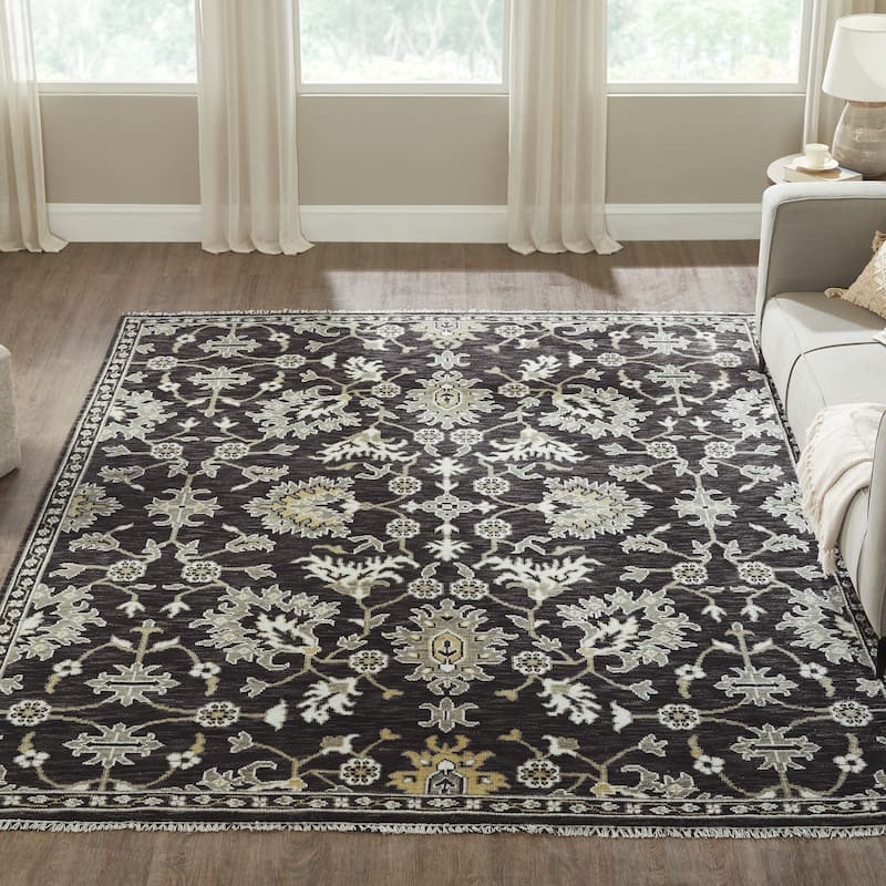 Siena Blend Hand-Knotted Area Rug - 10' x 14' - Charcoal