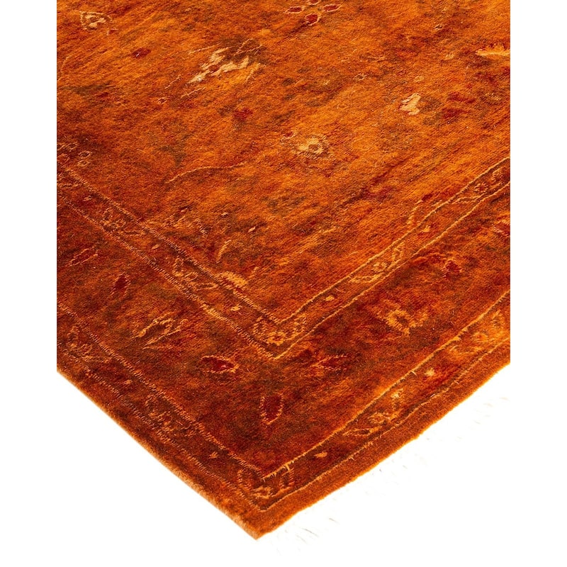 Overton Hand Knotted Wool Vintage Inspired Modern Contemporary Overdyed Gold Runner Rug - 2' 7" x 7' 2"