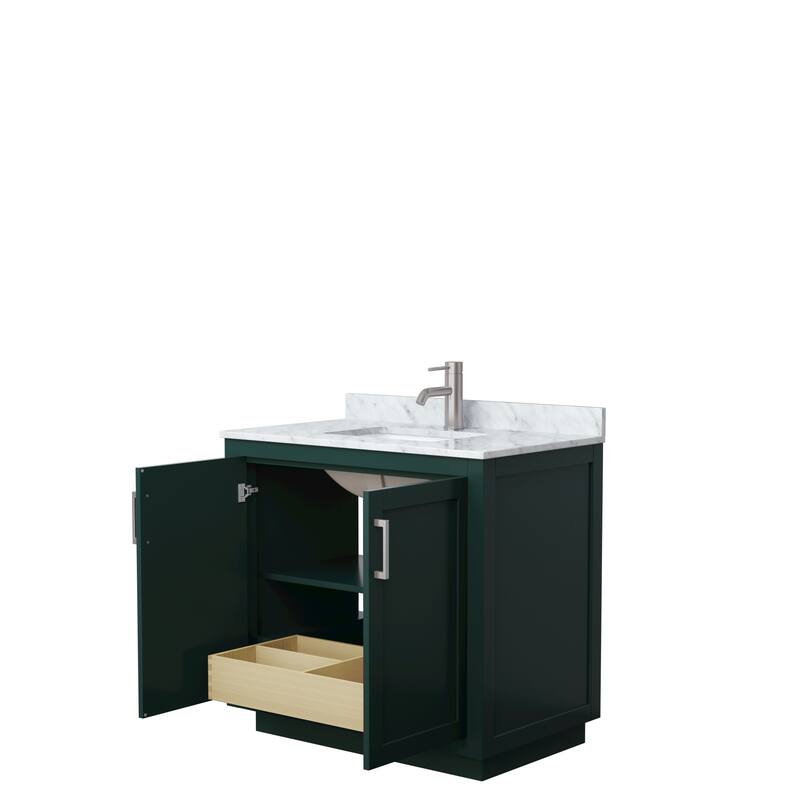 Miranda Single Vanity Set, White Carrara Marble Top, No Mirror