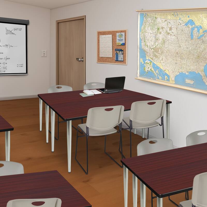 42 x 24 in. Training Seminar Table- Mahogany Top, Chrome Tapered Legs